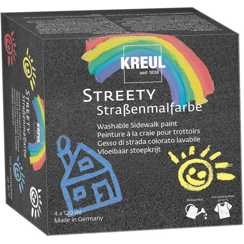 KREUL 43100 Streety Straßenmalfarbe Starter Set, 4 Farben mit je 200 ml