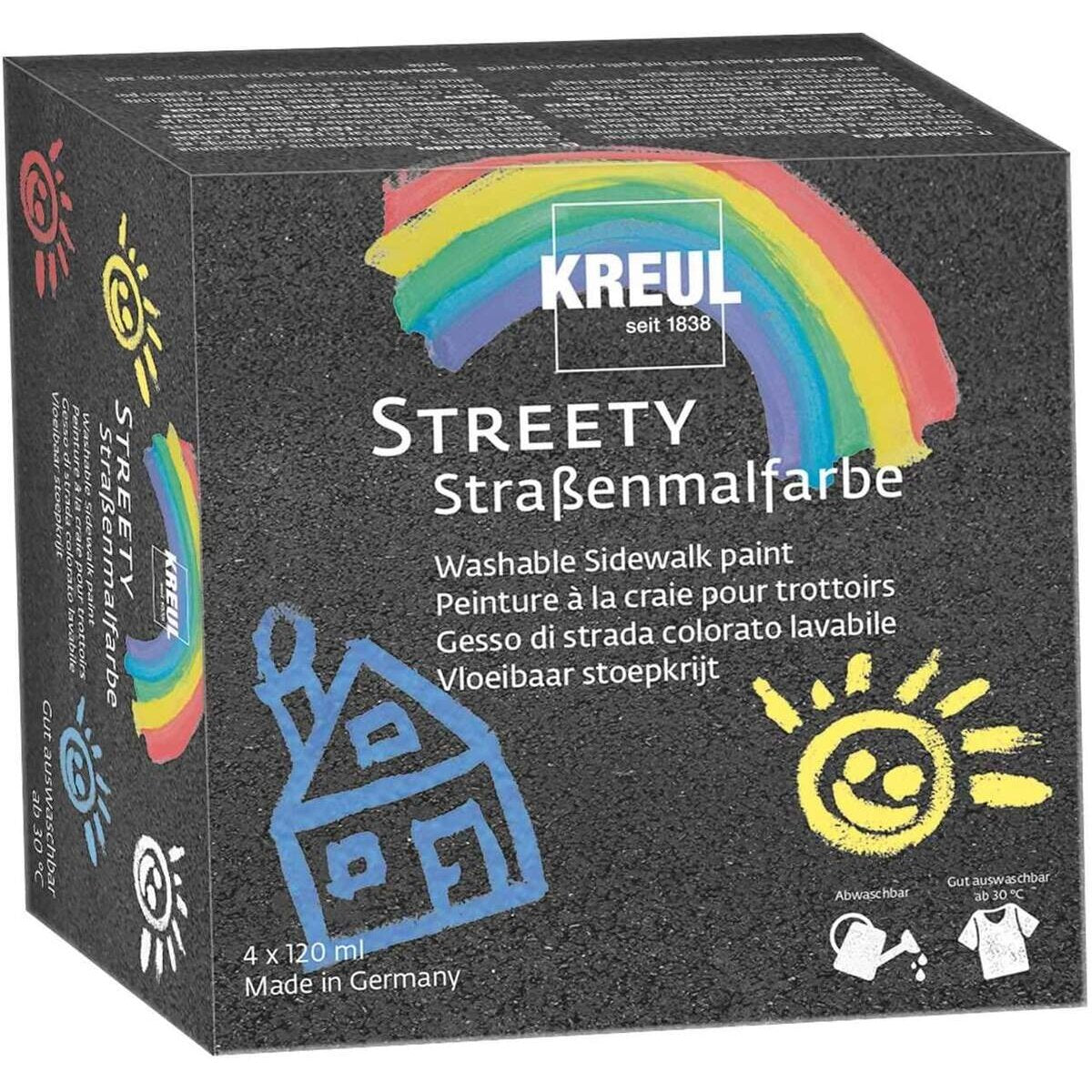 KREUL 43100 Streety Straßenmalfarbe Starter Set, 4 Farben mit je 200 ml