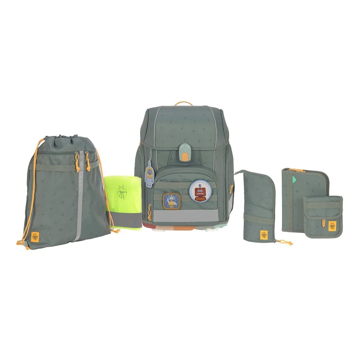 Lässig Schulranzen Set Boxy Unique Letters Green, 7-teilig