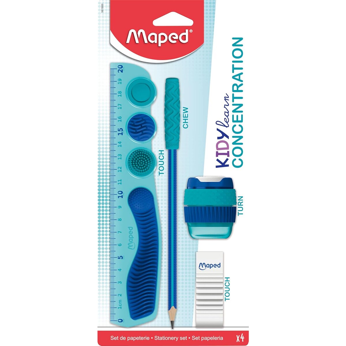 Maped Schul-Set KIDY learn CONCENTRATION 4-tlg.blau - Blister