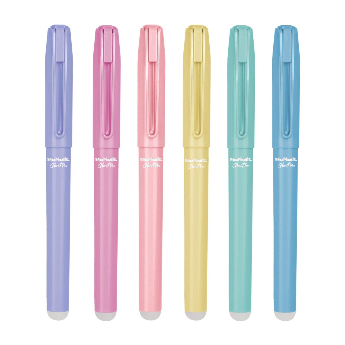 McNeill Ghost Pen Radierbarer Füller Pastell mit Metallclip, 6 Farben sortiert