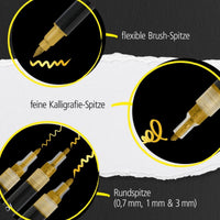 ONLINE Gold Lettering Set mit Acryl Marker, Fineliner und Brushpen, 5 Stifte - Ansicht 5