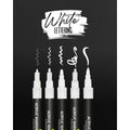 ONLINE White Lettering Set mit Acryl Marker, Fineliner und Brushpen, 5 Stifte