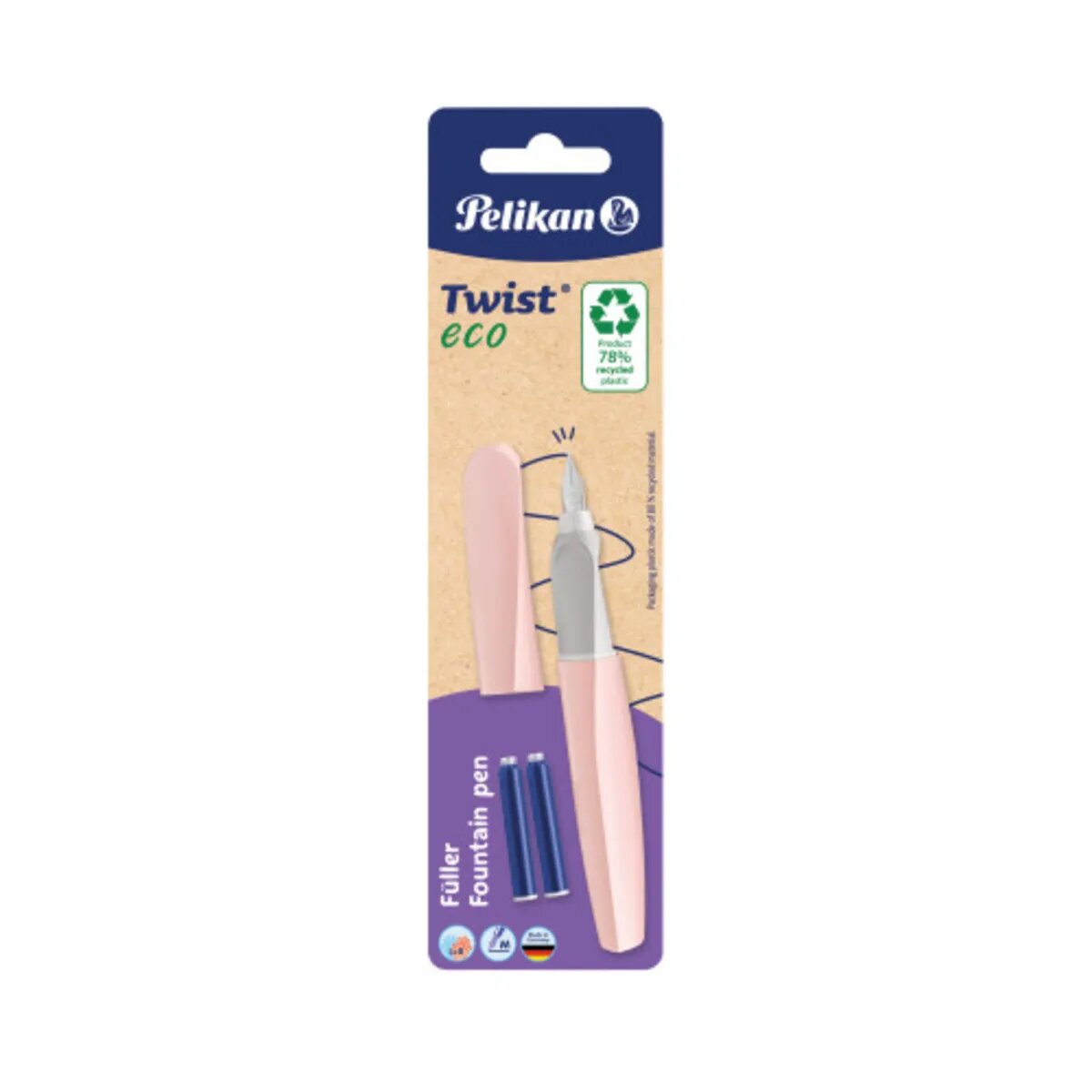 Pelikan Twist® eco Füller für Rechts- und Linkshänder, Feder M, 1 Stück, 4-fach sortiert