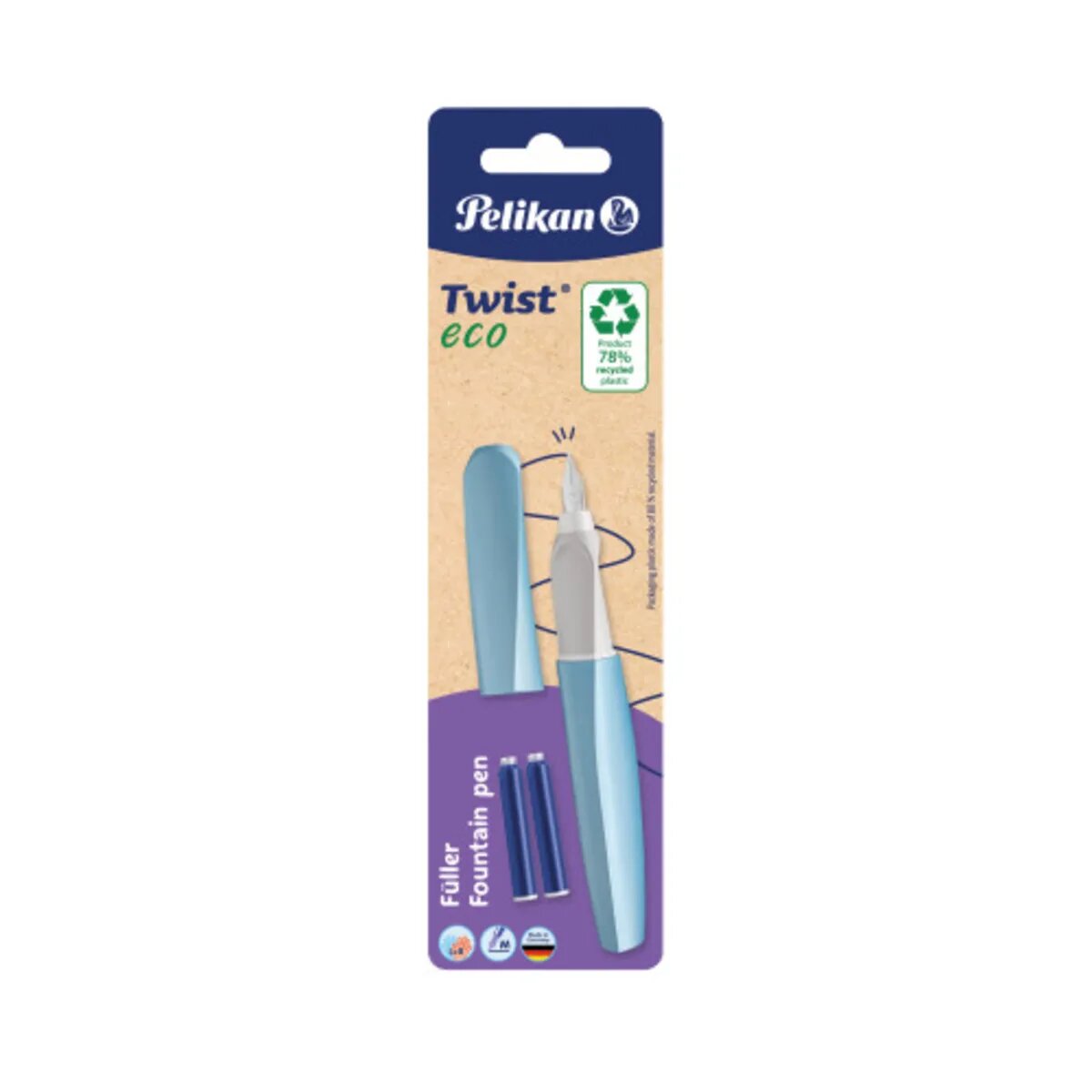 Pelikan Twist® eco Füller für Rechts- und Linkshänder, Feder M, 1 Stück, 4-fach sortiert