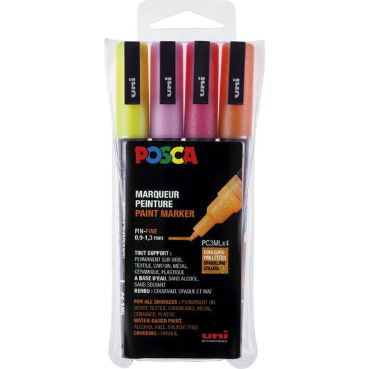 Posca Marker UNI POSCA PC-3M 4er Set Glitter