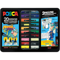 Posca 20 Marker Metal Box Manga Colours 3 Linienstärken