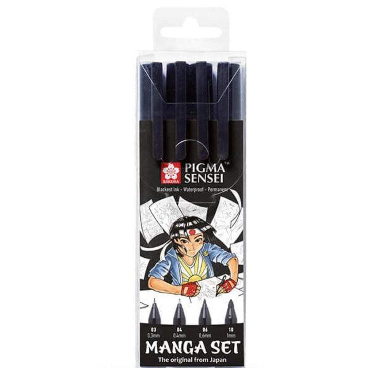Royal Talens Sakura Pigment Liner 4er Set schwarz Pigma Sensei
