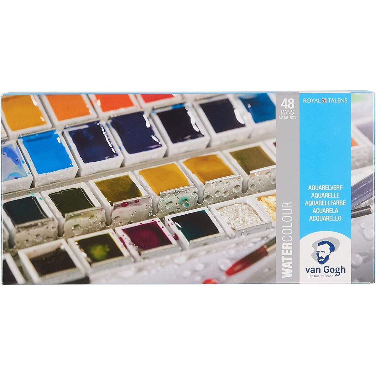 Royal Talens Van Gogh Aquarell-Set Metallkasten mit 48 Farben in Halbschalen