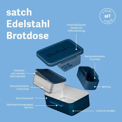 Satch Edelstahl Brotdosen Set Schwarz 14 x 17 x 6,5 cm grün rostfrei