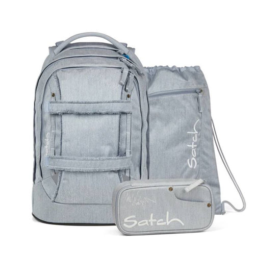 Satch Pack Schulrucksack Set 3-teilig Washed Blue 30 Liter