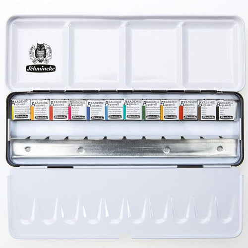 Schmincke Aquarellfarben Akademie 12 1/2 + Leerschiene