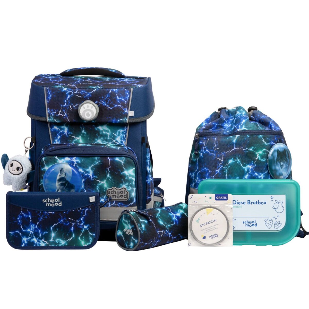 School-Mood Champion Pro Felix (Wolf), 7-tlg. Schulranzenset