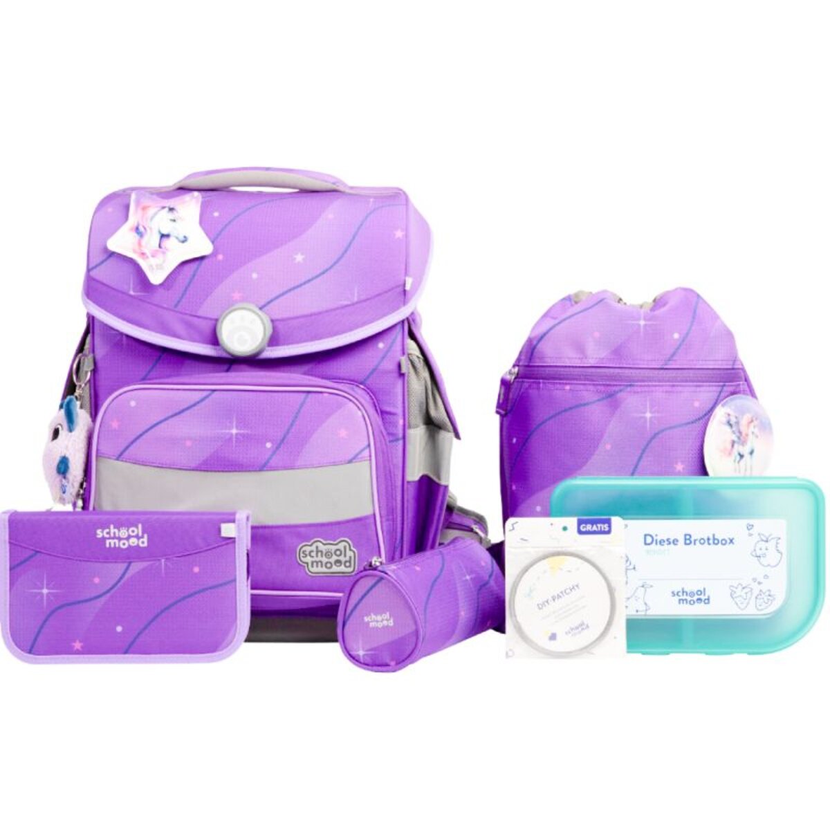 School-Mood Schulranzenset Timeless Pro Marie Pegasus, 7-teilig 23,5 Liter