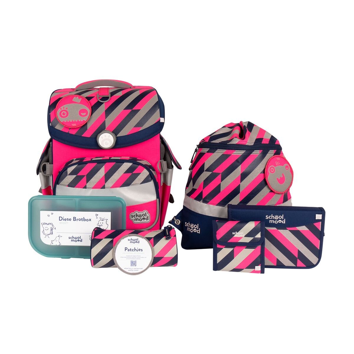 School-Mood Timeless Air+ Schulranzenset Yuna Neon, 7-teilig