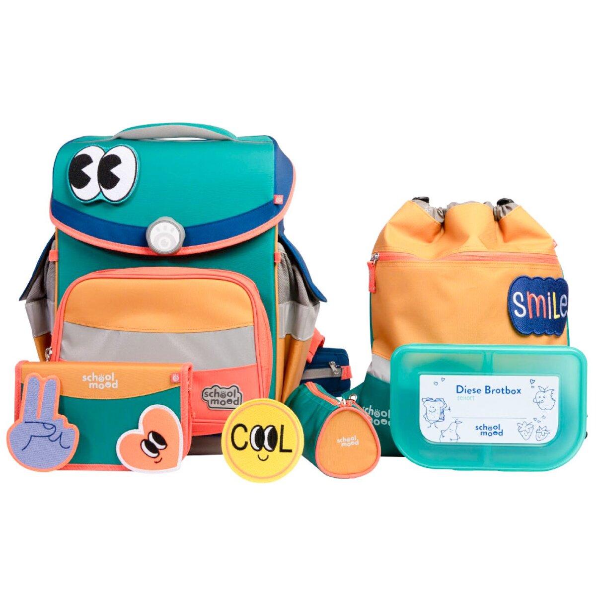 School-Mood Timeless Pro Happy Emerald (Happy Colours Collection), 6-tlg. Schulranzenset