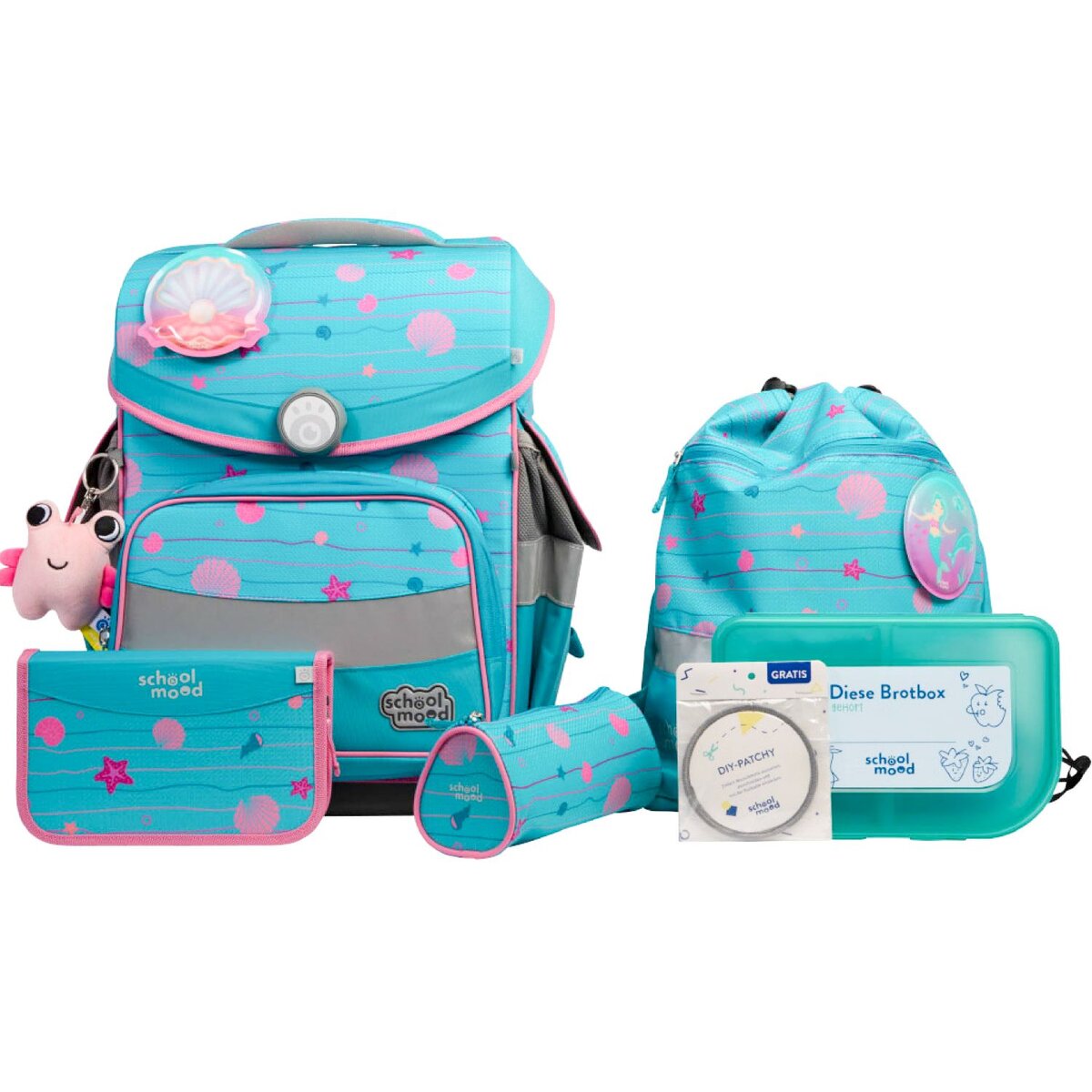School-Mood Timeless Pro Lilly (Meerjungfrau), 7-tlg. Schulranzenset