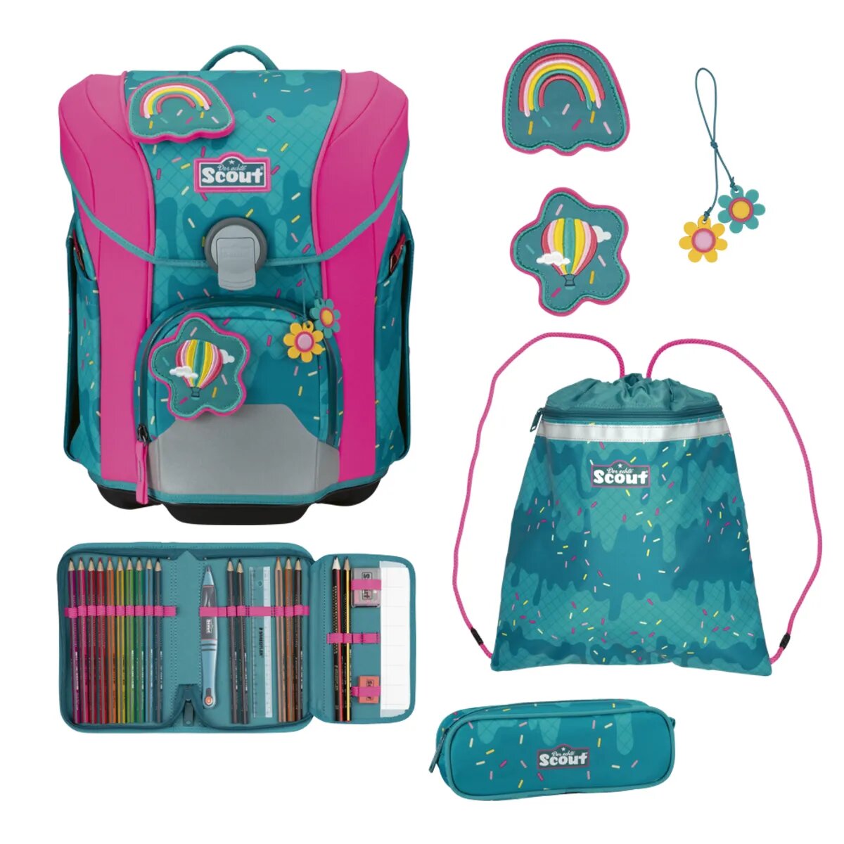 Scout Micro Schulranzen-Set 4-teilig DIN Happy Confetti 19 Liter