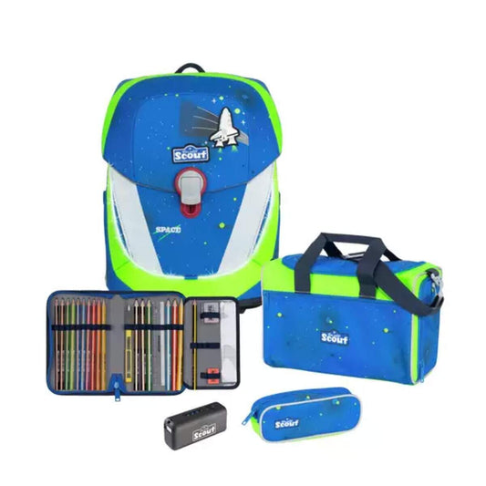 Scout Safety Light Sunny II Schulranzenset Blue Space, 4-teilig