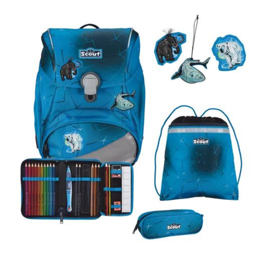 Scout Schulranzen-Set Alpha Exklusiv Safety Light Polar Blue