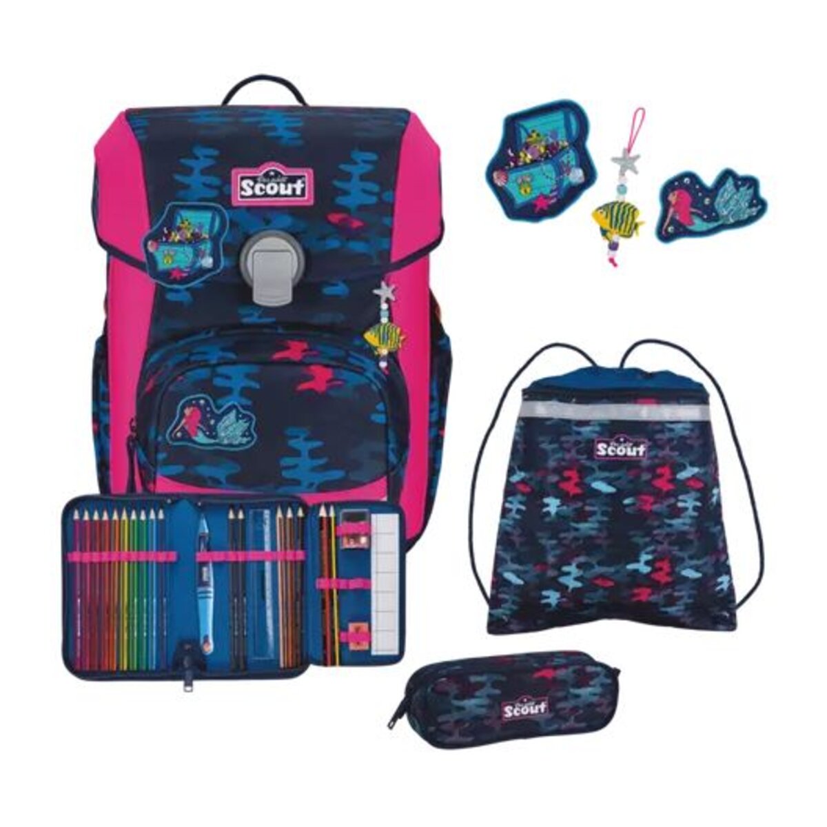 Scout Schulranzen-Set Neo DIN Magic Sea, 4-teilig