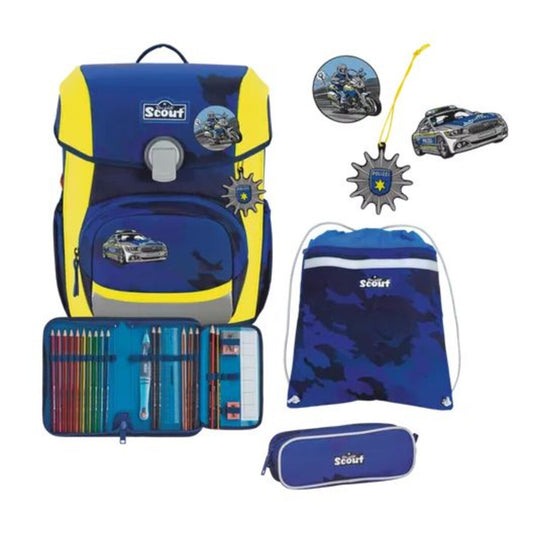 Scout Schulranzen-Set Neo DIN Blue Police, 4-teilig