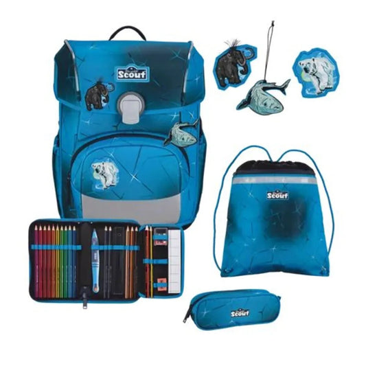 Scout Schulranzen-Set Neo Exklusiv Safety Light Polar Blue