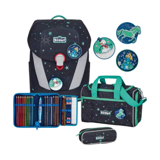 Scout Schulranzen-Set Sunny II LED Sternenhimmel, 4-teilig