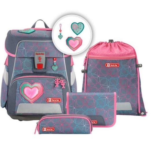 Step by Step SPACE Schulranzen-Set "Glitter Heart", 5-teilig