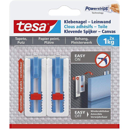 tesa Klebenagel Powerstrips Leinwand max. 1kg 2 Stück