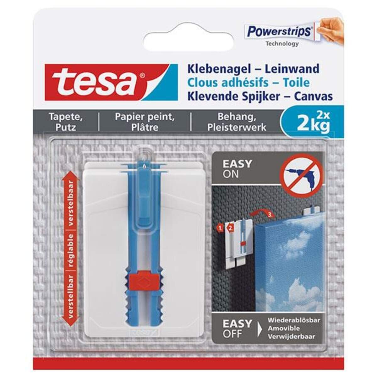 tesa Klebenagel Powerstrips Leinwand max. 2kg 2 Stück