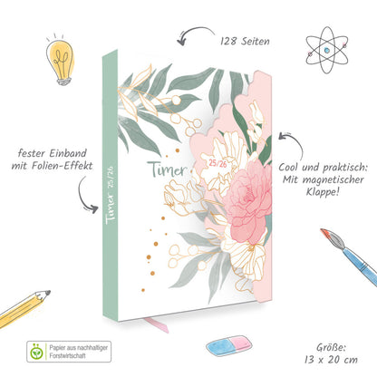 Trötsch Schülerkalender mit Klappe Gardendream 25/26